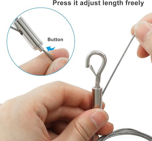 2Pcs Adjustable Picture Hanging Wire Kit, 3.3FT 304 Stainless Steel Wire Rope for Mirrors, Artwork,Billboards,Lamps, 20kg Load Capacity in Kuwait