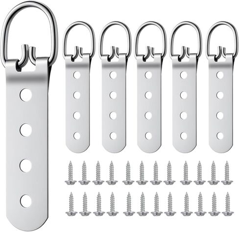 6Pcs Heavy Duty Picture Hangers, D-Ring Picture Hangers with 24Pcs Screws, Frame Hanging Kit Mirror Hanging Hardware for Hangings Pictures Photo Frame in Saudi Arabia