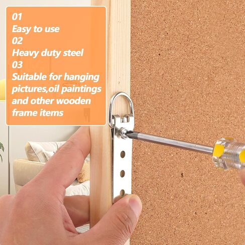 6Pcs Heavy Duty Picture Hangers, D-Ring Picture Hangers with 24Pcs Screws, Frame Hanging Kit Mirror Hanging Hardware for Hangings Pictures Photo Frame in Saudi Arabia