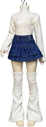 1/3 Scale SD BJD Outfit for 60cm Dolls – Knit High-Neck Top with Pleated Skirt and Leg Warmers Set, Doll Not Included in Saudi Arabia