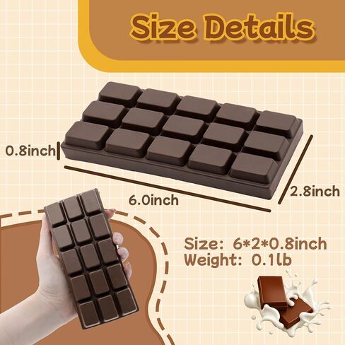 Chocolate Squishy Toy, Slow Rising Stress Relief Squeeze Fidget Toy, Soft Simulation Food Squeeze Toy for Anxiety Relief, Party Favor, Gift for Kids & Adults in Saudi Arabia