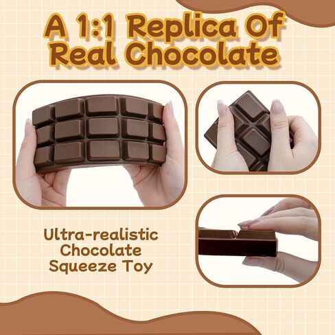 Chocolate Squishy Toy, Slow Rising Stress Relief Squeeze Fidget Toy, Soft Simulation Food Squeeze Toy for Anxiety Relief, Party Favor, Gift for Kids & Adults in Saudi Arabia