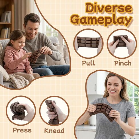Chocolate Squishy Toy, Slow Rising Stress Relief Squeeze Fidget Toy, Soft Simulation Food Squeeze Toy for Anxiety Relief, Party Favor, Gift for Kids & Adults in Saudi Arabia