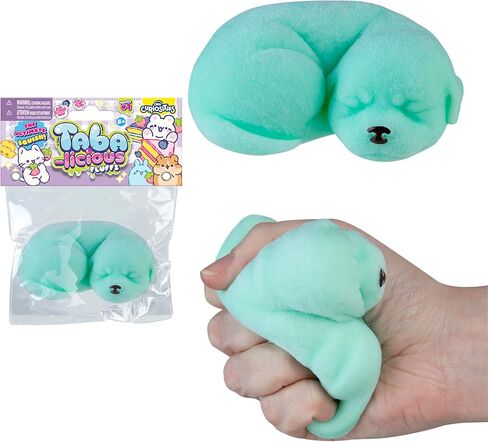 ORB Tabalicious Fluffs TABA Squishy Dog (Blue) - Fuzzy, Flocked, Cute Animal TABA Squishies Toys - Soft and Sticky Stress Ball Fluff Toys - Kawaii Sensory and Fidget Toys and Gifts Kids and Adults in Kuwait