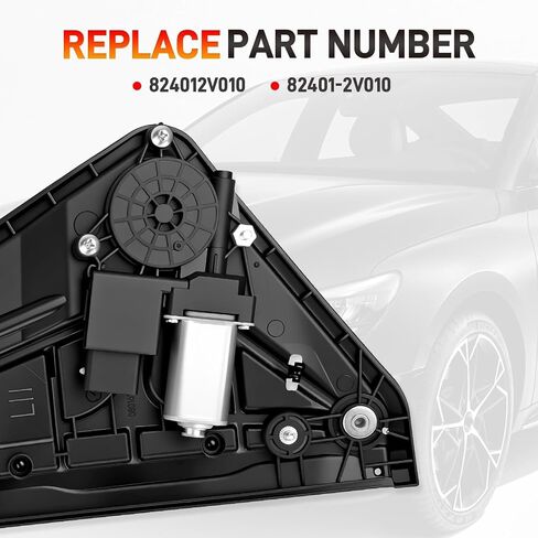 Left Front Power Window Regulator Driver Side (LH) Compatible with Hyundai Veloster 1.6L 2012 2013 2014 2015 2016 2017, Electric Window Regulator with Motor, Replace# 824012V010 82401-2V010 in Kuwait