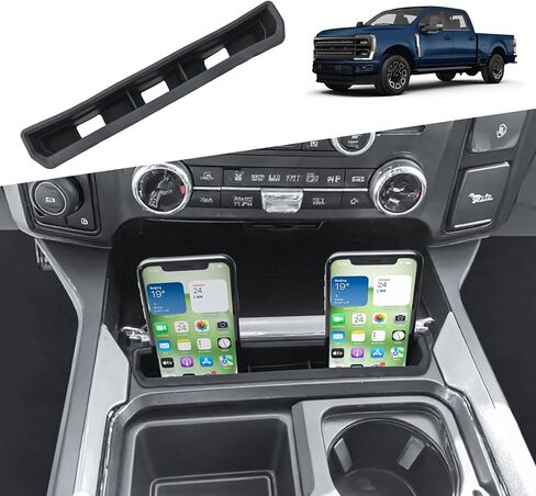 HGWEI Upgrand Center Console Organizer Compatible with 2023-2026 Ford F250 F350 F450 F550 Super Duty Accessories Truck Phone Holder Rubber Sleeve Pocket Insert with USB Charging Hole in Kuwait