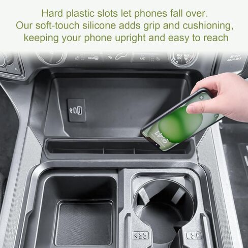 HGWEI Upgrand Center Console Organizer Compatible with 2023-2026 Ford F250 F350 F450 F550 Super Duty Accessories Truck Phone Holder Rubber Sleeve Pocket Insert with USB Charging Hole in Kuwait