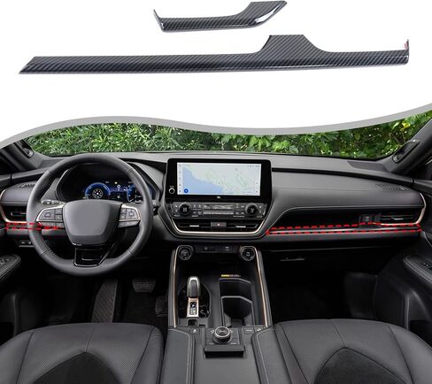 Car Center Console Trim Strips Compatible with Toyota Grand Highlander 2024 2025 2026,ABS Center Console Dashboard Panel Cover Strips Interior Decoration Accessories 2PCS (Carbon Fiber Pattern) in Saudi Arabia