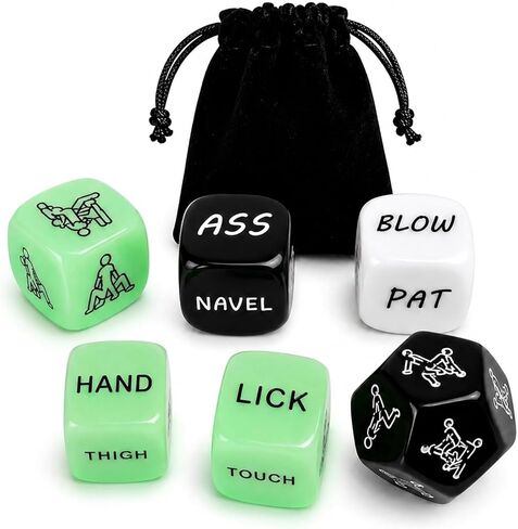 Sex Dice Set for Couples – 6-Piece Glow in The Dark Date Night Dice Game for Adults, Fun Romantic Party Game for Couples, Newlyweds, Bachelorette Party Favor, Role Play & Foreplay Dice in Saudi Arabia