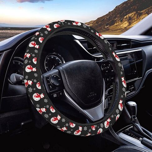 Cute Santa Hat Snowman Christmas Steering Wheel Cover for Women, Girls 15 inch Universal Auto Car Anti Slip Wrap Steering Wheel Covers Fit for Vehicles, Truck,SUV in Kuwait