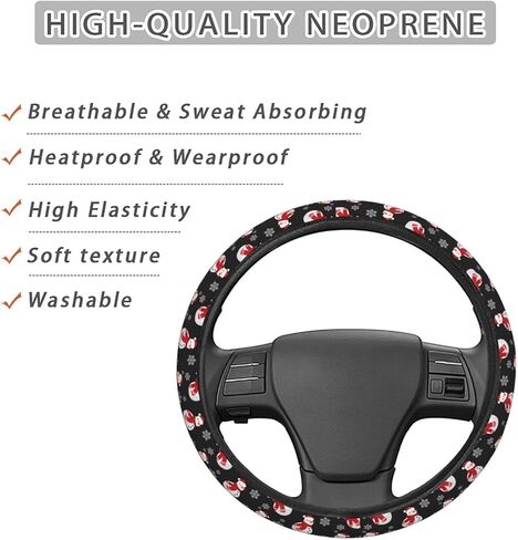 Cute Santa Hat Snowman Christmas Steering Wheel Cover for Women, Girls 15 inch Universal Auto Car Anti Slip Wrap Steering Wheel Covers Fit for Vehicles, Truck,SUV in Kuwait