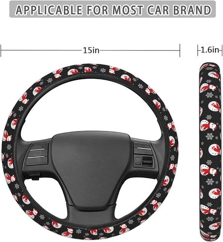 Cute Santa Hat Snowman Christmas Steering Wheel Cover for Women, Girls 15 inch Universal Auto Car Anti Slip Wrap Steering Wheel Covers Fit for Vehicles, Truck,SUV in Kuwait