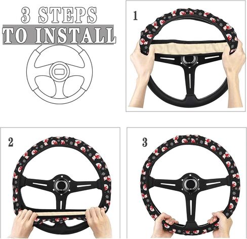 Cute Santa Hat Snowman Christmas Steering Wheel Cover for Women, Girls 15 inch Universal Auto Car Anti Slip Wrap Steering Wheel Covers Fit for Vehicles, Truck,SUV in Kuwait