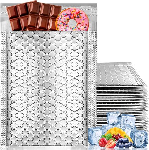25 Pack Metallic Bubble Mailers,5.9 x 7 In Thermal Bubble Mailer, Small Self Seal Foil Mailing Envelopes,Waterproof Padded Envelopes,Insulated Mailers for Cold Shipping Food Cosmetics(Silver) in Kuwait