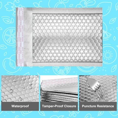 25 Pack Metallic Bubble Mailers,5.9 x 7 In Thermal Bubble Mailer, Small Self Seal Foil Mailing Envelopes,Waterproof Padded Envelopes,Insulated Mailers for Cold Shipping Food Cosmetics(Silver) in Kuwait
