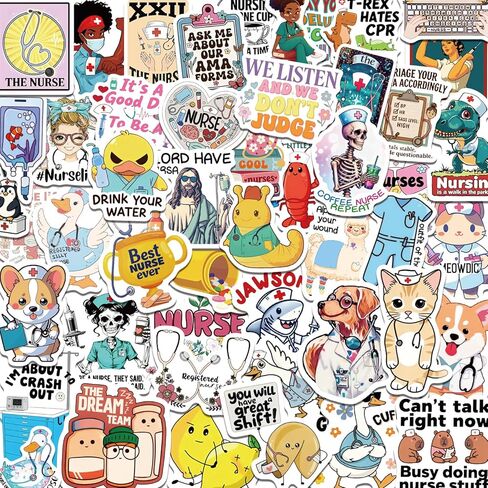 120 PCS Funny Nurse Stickers Medical Sticker Pack Nursing Accessories for Nurses Nursing Healthcare Sticker Funny Nurse Gifts in Saudi Arabia