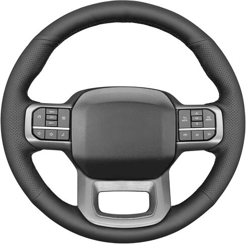 Black Leather Carbon Fiber Suede Steering Wheel Cover for Ford F-150 2021-2026 /Ford F-250 F-350 F-450 F-55- F600 2023 2024 2025 2026/Ford Expedition 2022-2024 Accessories Custom OEM Parts in Saudi Arabia