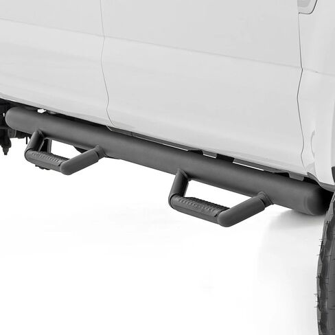 قضبان خطوة Rough Country Nerf لسيارة Ford F-150/Lightning/F-250/F-350/Raptor (2015-2026) - قضبان Nerf متينة كاملة الطول مع خطوات جانبية، تثبيت بمسامير in Kuwait