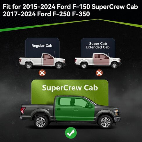 لوحات تشغيل AUTOSAVER88 متوافقة مع 2015-2026 Ford F-150 SuperCrew Cab/2017-2026 Ford F-250 F-350 Crew Cab Side Step، خطوة جانبية منسدلة (4 أبواب كاملة الحجم) in Kuwait