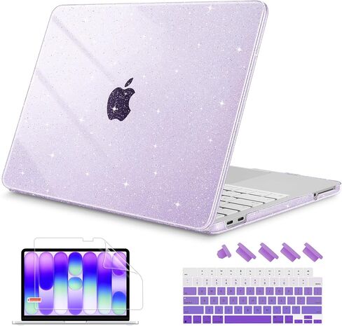 حافظة Mektron Sparkly لجهاز MacBook Neo 2026 مقاس 13 بوصة A18 Pro chip A3404 غطاء كمبيوتر محمول مع شاشة عرض شبكية سائلة مقاس 13 بوصة (قطريًا) + غطاء لوحة مفاتيح + واقي شاشة، أحمر خدود لامع in Kuwait