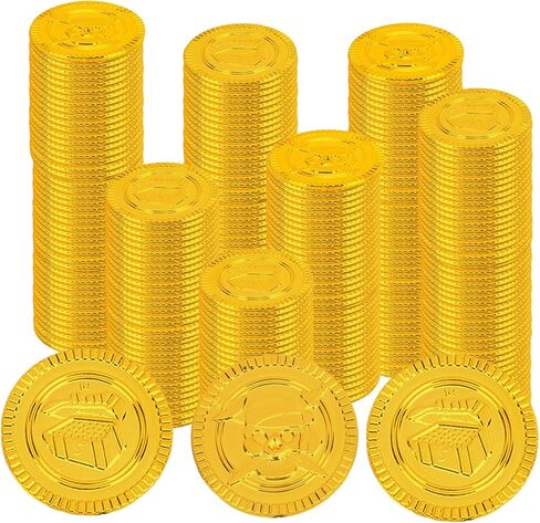 Plastic Gold Coins, 100Pcs Fake Gold Coins Bulk, Play Coin for Kids Board Games Classroom Reward Treasure Hunt Games Lucky Draw Game Adventure Theme Props St. Patricks Day Mardi Gras Party Supplies in Saudi Arabia