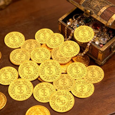عملات ذهبية بلاستيكية، 100 قطعة من العملات الذهبية المزيفة بالجملة، لعب عملة للأطفال ألعاب الطاولة، مكافآت الفصل الدراسي، ألعاب البحث عن الكنز، ألعاب السحب المحظوظ، ألعاب المغامرات، لوازم حفلات عيد القديس باتريك ماردي غرا in Kuwait