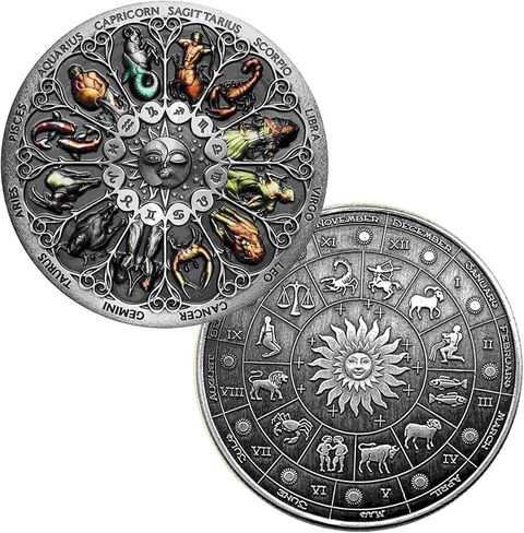 12 Constellation Challenge Coin, Novelty Coin for Gift,Good Lucky Amulet in Saudi Arabia