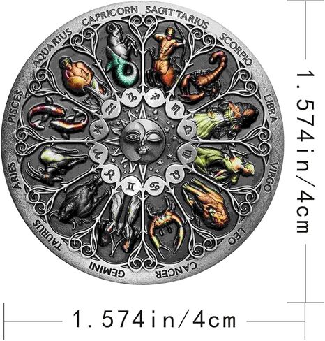 12 Constellation Challenge Coin, Novelty Coin for Gift,Good Lucky Amulet in Saudi Arabia