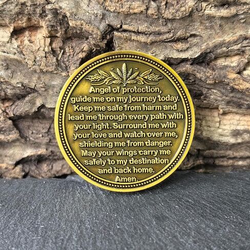 عملة Guardian Angel Hiker Protection High Relief Challenge - رمز صلاة للرحلة الخارجية، سبيكة زنك مطلية بالمينا، للمتنزهين والمتحمسين في الهواء الطلق in Kuwait