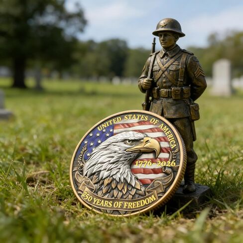 USA 250th Anniversary Challenge Coin 1776-2026, America 250 Commemorative Coin, American Eagle E Pluribus Unum Medal, 250 Years of Freedom Novelty Collectible Gift for Patriots & Veterans in Saudi Arabia