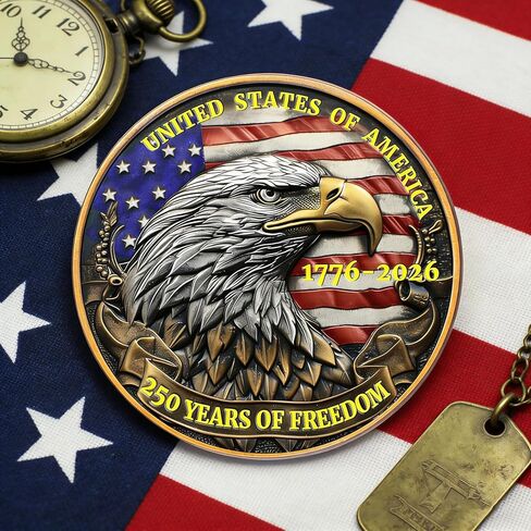 USA 250th Anniversary Challenge Coin 1776-2026, America 250 Commemorative Coin, American Eagle E Pluribus Unum Medal, 250 Years of Freedom Novelty Collectible Gift for Patriots & Veterans in Saudi Arabia