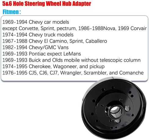 5 & 6 Hole Steering Wheel Hub Adapter Replacement Chevy 1969-1994(black) in Saudi Arabia