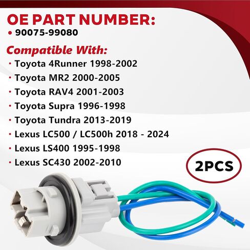 بدوره مصباح إشارة المقبس موصل حامل الأسلاك تسخير صالح لتويوتا 4 عداء RAV4 سوبرا تندرا MR2 لكزس LC500 LC500h LS400 SC430 استبدال OE 90075-99080 2 قطعة in Kuwait