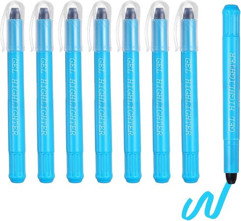 PATIKIL 12Pack Gel Highlighters, Highlighters Pens Wax Crayon Neon Clear View Bright Marker Pen Twist Up Gel Stick Cute Pastel for Home Office Study Journaling Supplies, Blue in Saudi Arabia
