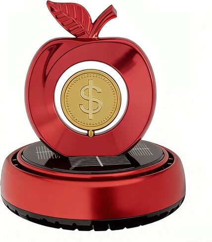 Solar Powered Rotating Car Air Freshener | Apple and Dollar Shape 3D Model | Home and Car Interior Decoration Accessories | Red in Saudi Arabia