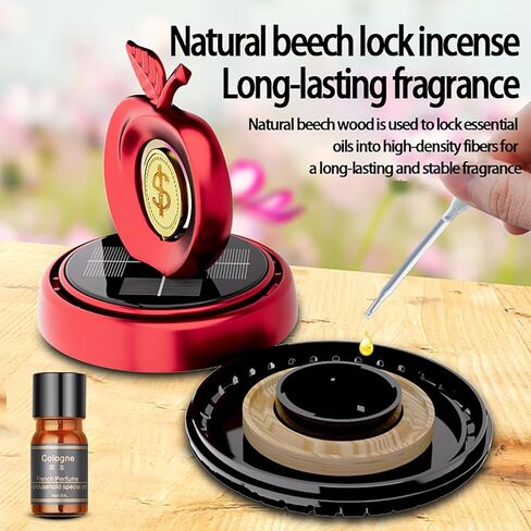 Solar Powered Rotating Car Air Freshener | Apple and Dollar Shape 3D Model | Home and Car Interior Decoration Accessories | Red in Saudi Arabia