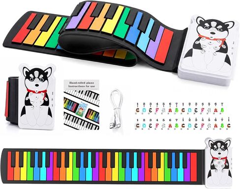 Electronic Digital Music Piano,MARVTOWN 49 Key Roll Up Keyboard Piano,Rechargeable foldable Piano keyboard，Mini Keyboard piano with 8 Tones, 6 Educational Demo Songs, for Beginners Gift in Saudi Arabia