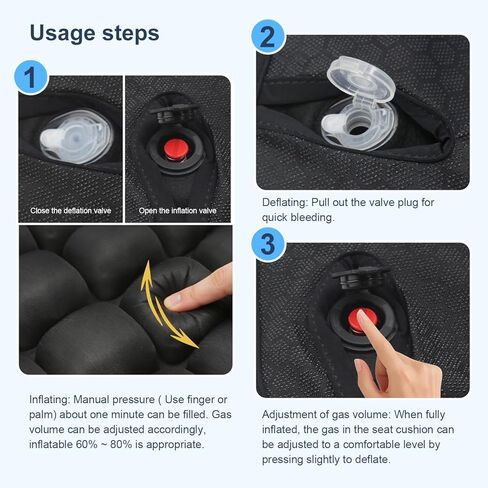 Inflatable Airplane Seat Cushion For Long Flights, Portable Travel Seat Cushion With Ergonomic Support, Pressure Relief & 3d Airbag - Fits Car, Wheelchair, Office Chair, Includes Storage Bag (1pcs) in Saudi Arabia