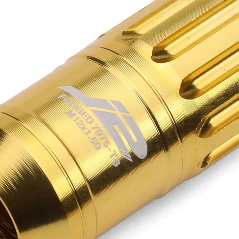 J2 Engineering 16Pcs 7075 Aluminum Open End M12 x 1.5 Lug Nuts w/4Pcs Lock Nuts & Key, Golden, Fit Conical Seat, LN-T7-002-15-GD in Kuwait
