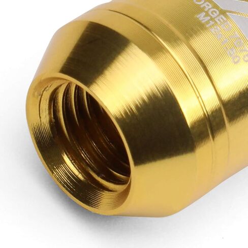 J2 Engineering 16Pcs 7075 Aluminum Open End M12 x 1.5 Lug Nuts w/4Pcs Lock Nuts & Key, Golden, Fit Conical Seat, LN-T7-002-15-GD in Kuwait