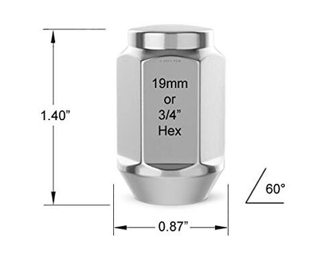 StanceMagic 20pcs 1/2-20 Lug Nuts Bulge Closed End - Cone Acorn Seat, 3/4" 19mm Hex - Compatible with Ford Mustang Explorer Ranger F100 F150 Econoline Dodge Ram 1500 - Chrome Silver, 1.4in Length in Kuwait