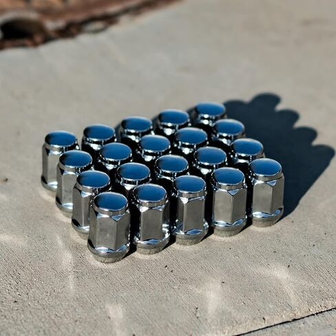 StanceMagic 20pcs 1/2-20 Lug Nuts Bulge Closed End - Cone Acorn Seat, 3/4" 19mm Hex - Compatible with Ford Mustang Explorer Ranger F100 F150 Econoline Dodge Ram 1500 - Chrome Silver, 1.4in Length in Kuwait