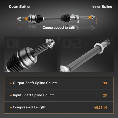 Front Right CV Axle Shaft Assembly Compatible with Honda 2012 2013 2014 2015 Pilot V6 3.5L, Passenger Side 66-4336 44305SZAA11 44305SZAA11RM 44305SZAA21 NCV21554 664336 in Kuwait
