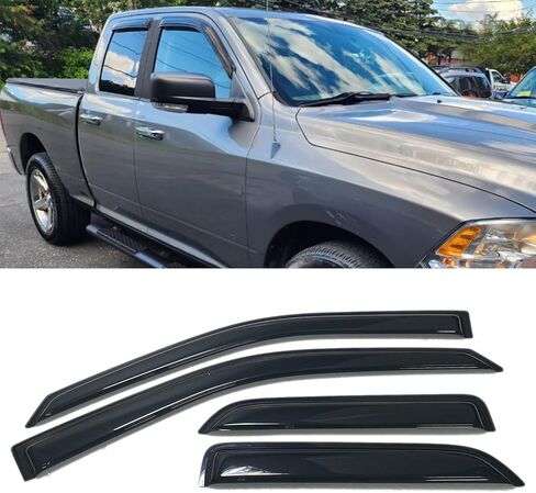 Smoke Tinted Window Visor Sun Rain Vent Guard Shade Deflector Compatible with Dodge Ram 1500 Extended/Quad Cab 2009-2018 in Saudi Arabia