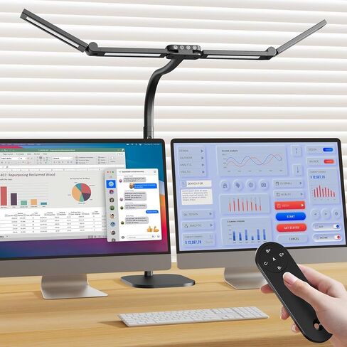 Omorepa 4 Light Bar Design Goose-Neck Architect Desk Lamp with Base,24W Bright Led Tall Overhead Desk Light for Home Office,Eye Care Reading Table Light for Desktop Working,Drafting,Reading in Saudi Arabia