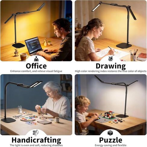 Omorepa 4 Light Bar Design Goose-Neck Architect Desk Lamp with Base,24W Bright Led Tall Overhead Desk Light for Home Office,Eye Care Reading Table Light for Desktop Working,Drafting,Reading in Saudi Arabia