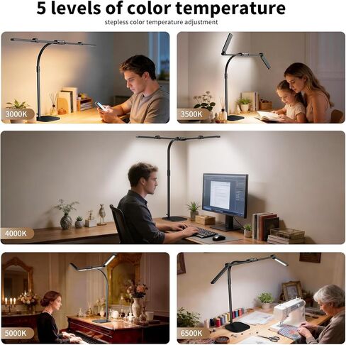 Omorepa 4 Light Bar Design Goose-Neck Architect Desk Lamp with Base,24W Bright Led Tall Overhead Desk Light for Home Office,Eye Care Reading Table Light for Desktop Working,Drafting,Reading in Saudi Arabia