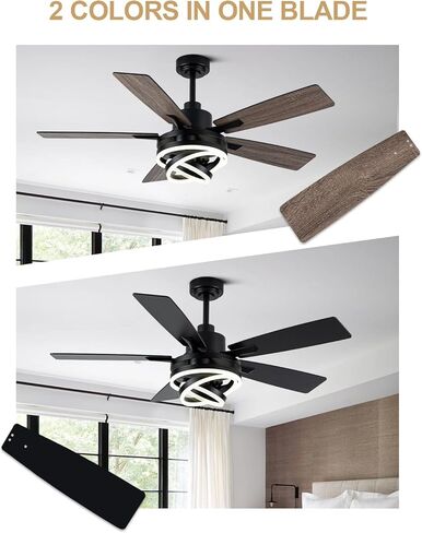 Bella Depot 52" Modern Black Ceiling Fan with Light and Remote, Chandelier Fan Light for Living Room Bedroom Office Indoor Patio in Saudi Arabia