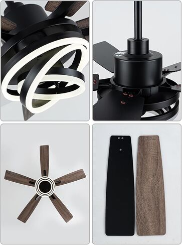 Bella Depot 52" Modern Black Ceiling Fan with Light and Remote, Chandelier Fan Light for Living Room Bedroom Office Indoor Patio in Saudi Arabia