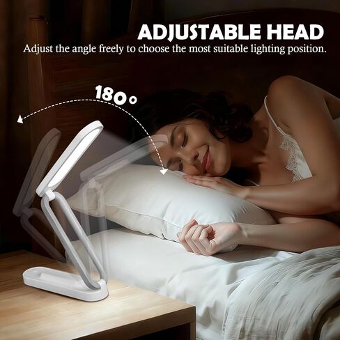 Rechargeable LED Desk Lamp, Foldable Portable Table Light with 3 Brightness Levels,Type-C USB Charging,Small Desk Lamp,Portable Bedside Wireless Reading Light,Home, Office, Nail Art,Craft,Pink in Saudi Arabia